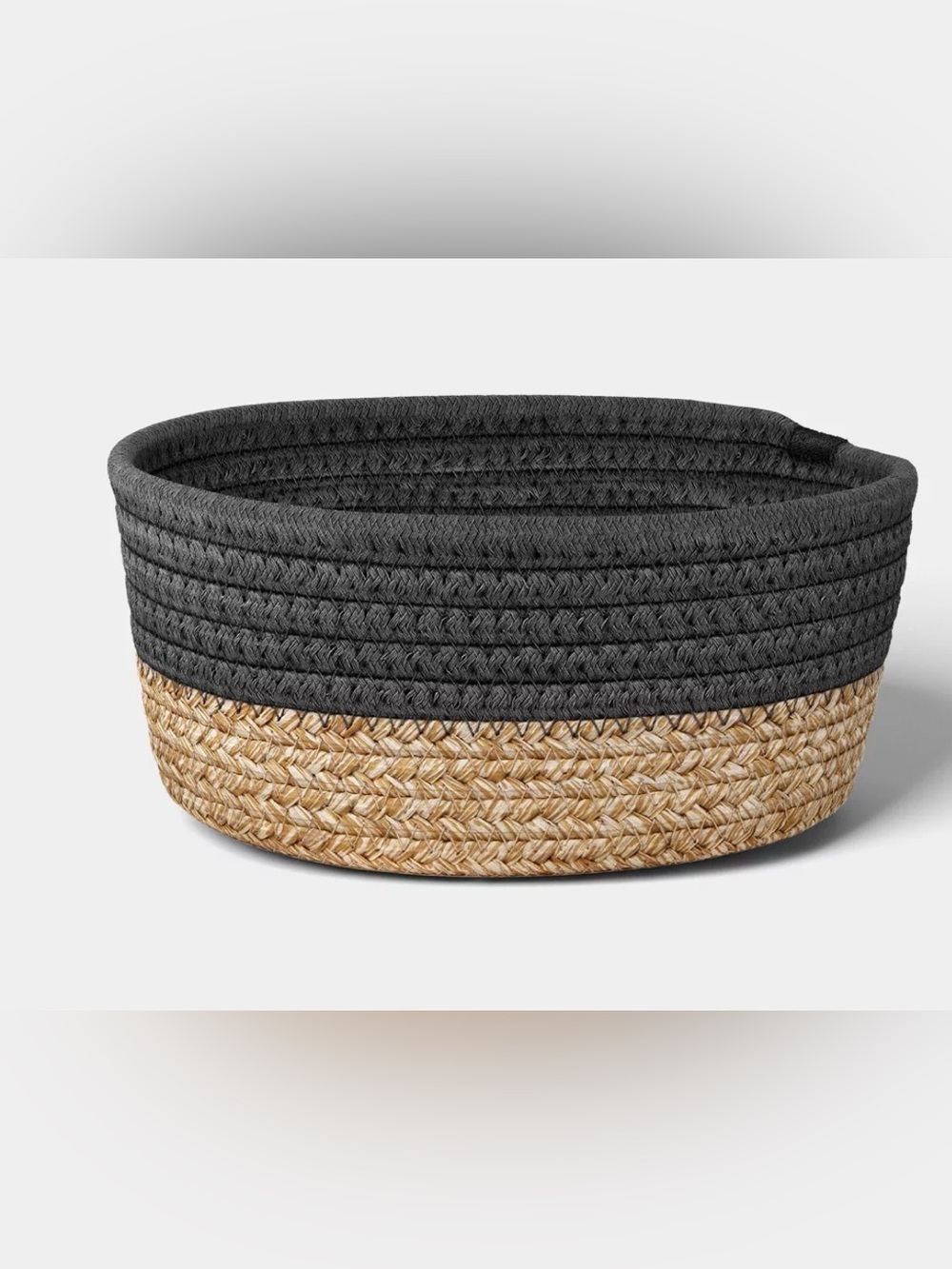 Brightroom Woven Two-Tone Storage Basket - Charcoal and Natural- Lot of 2